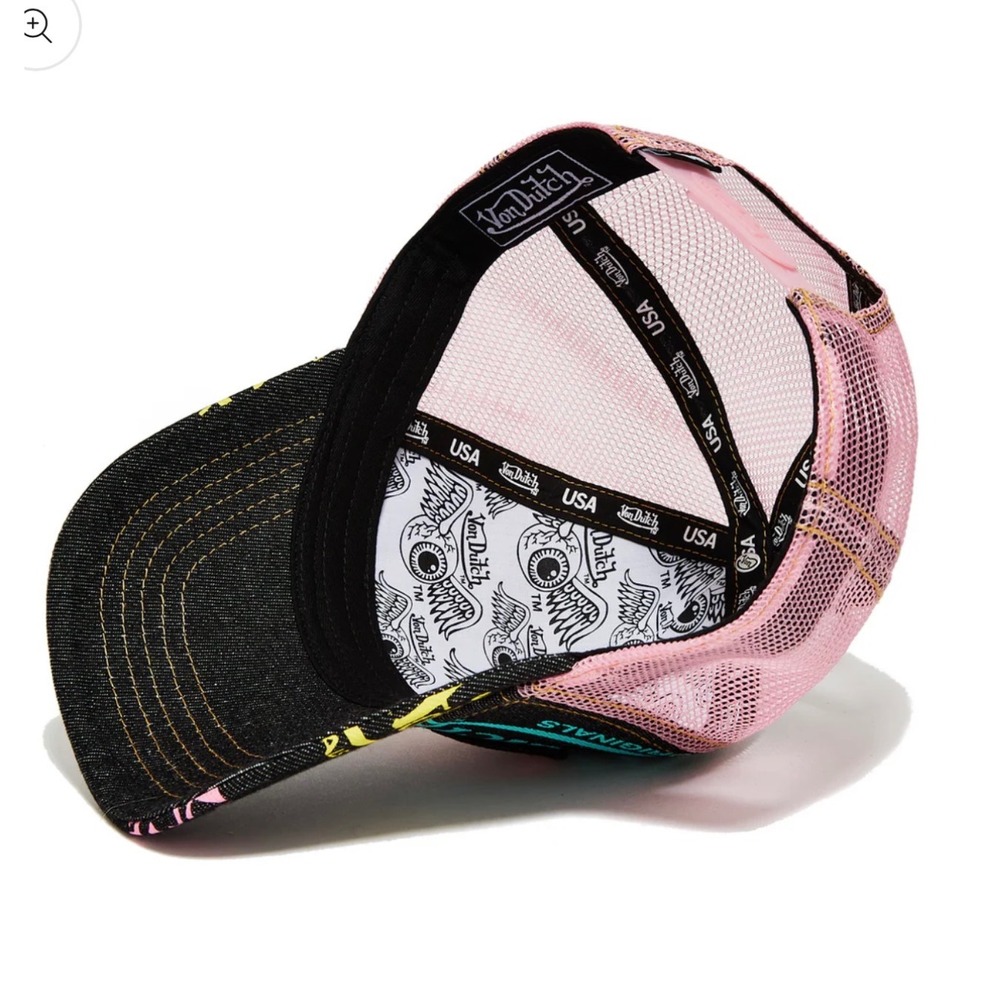 NEW Von Dutch Hat Dark Denim Pink Trucker Mesh SnapBack Cap Retro unisex Y2K - Picture 4 of 8